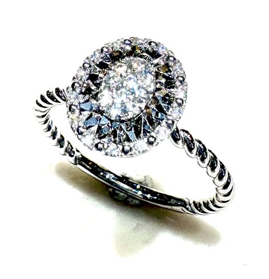 Anello Dalla Bona Donna Classic in Oro bianco Diamante 0.19 Ct OVALE DIAMANTATO CT 0.19 G/VS - OVALE DIAMANTATO CT 0.19 G/VS